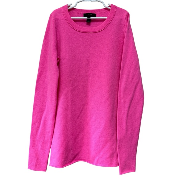 J. Crew Italian Cashmere Long Sleeve Sweater in Bold Bright Pink, Size XXS - Picture 1 of 6